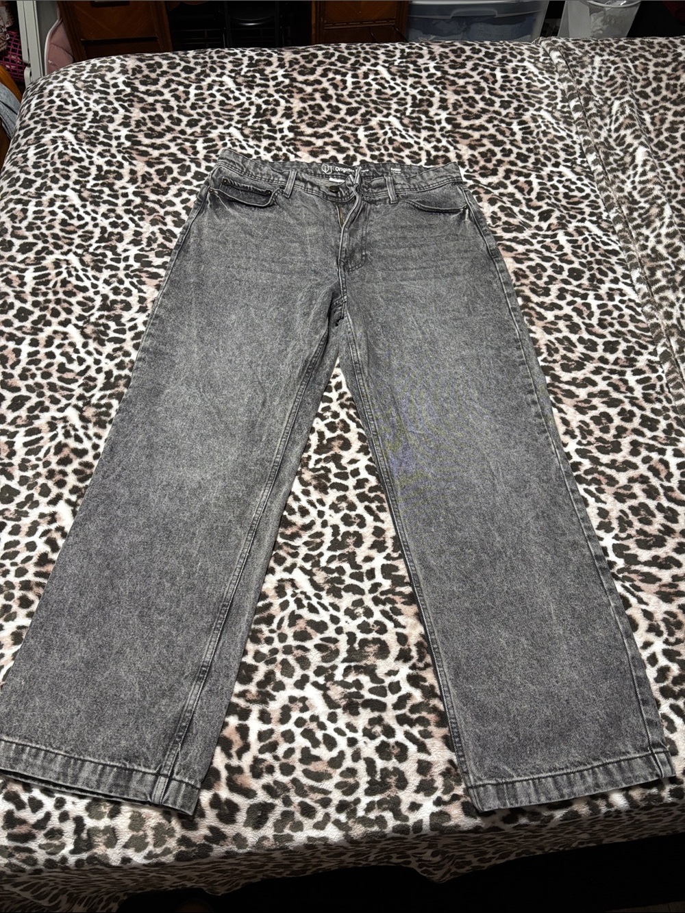 Original Use™ Grey Washed Denim Baggy Jeans 34x32